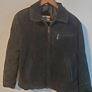 Genuine leather black bomber jacket Size medium quilted inside zip up